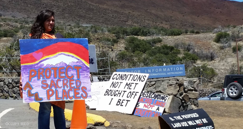 A protest by the local group Occupy Hilo against the TMT telescope on Mauna Kea.Courtesy Occupy Hilo